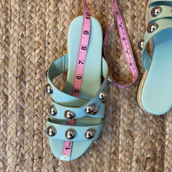 New Marc Fisher Prisca Espadrille Sandals Sz 8.5 Silver Studded Slide mint - Picture 4 of 12